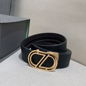 Zegna Belt with Z-Shaped Metal Buckle